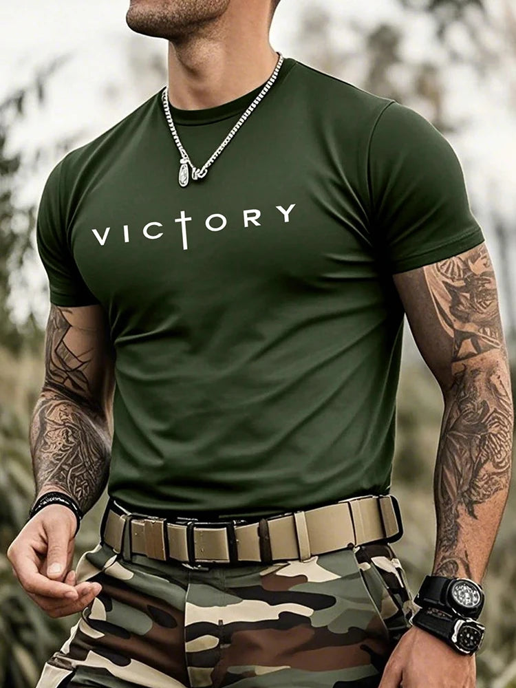 Retro-style Outdoor Street Men's Fashionable T-shirt 3D Printed Fitness T-shirt Daily Casual Men's Sports Short-sleeved Tops