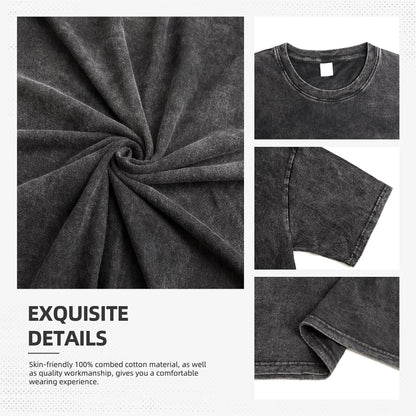 Cute Rock Muffin Graphic T Shirts Hip Hop Fashion Washed T-Shirts Short Sleeve Tee Shirt for Men Women Cotton Summer Clothing