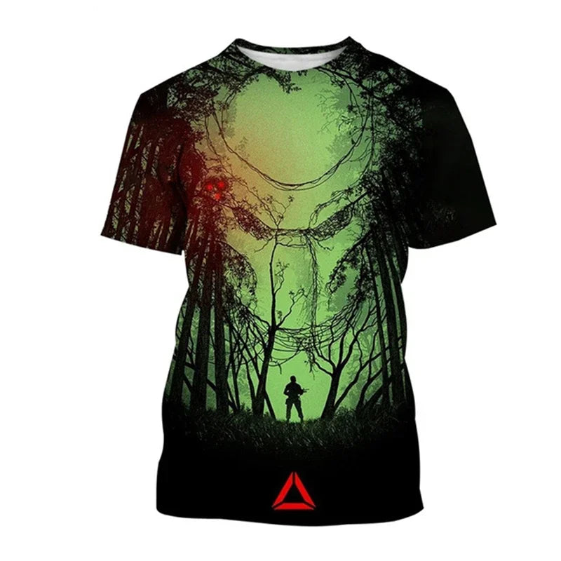 Summer Hip-hop Street Clothing Outdoor Breathable 3D Printed Predator Graphic Men's T-shirt Fashionable O-neck Short Sleeve Tops
