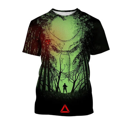 Summer Hip-hop Street Clothing Outdoor Breathable 3D Printed Predator Graphic Men's T-shirt Fashionable O-neck Short Sleeve Tops