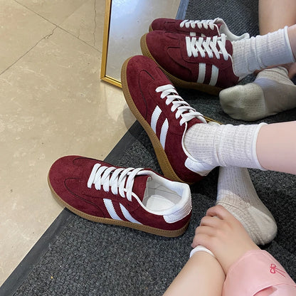 2025 Autumn New  Fashionable Comfortable Casual Sneakers Retro Thick-soled Sneakers Women's College Style Board Shoes Big Size