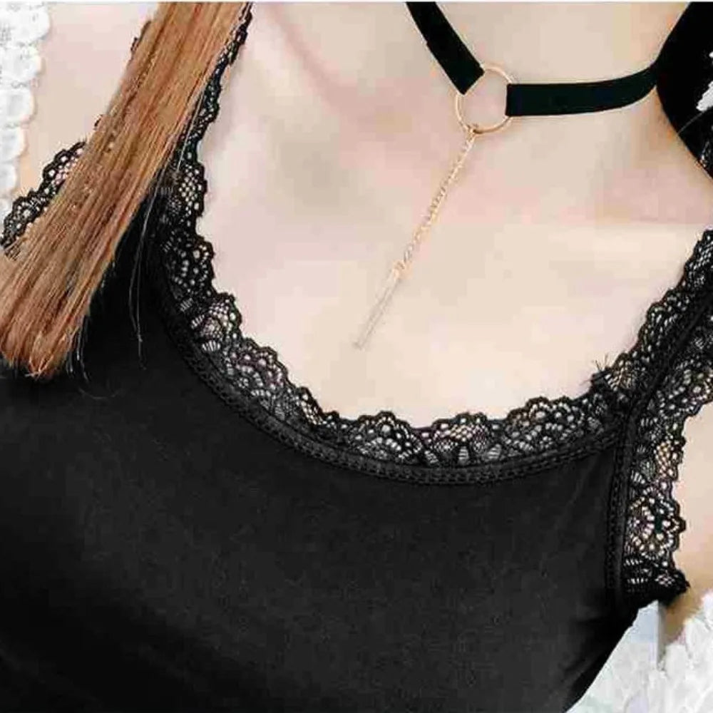 Casual U Neck Summer Tank Tops Sleeveless Slim Fitted Tops Underwear With Lace Vest Corset for Women