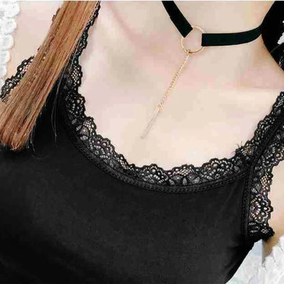 Casual U Neck Summer Tank Tops Sleeveless Slim Fitted Tops Underwear With Lace Vest Corset for Women