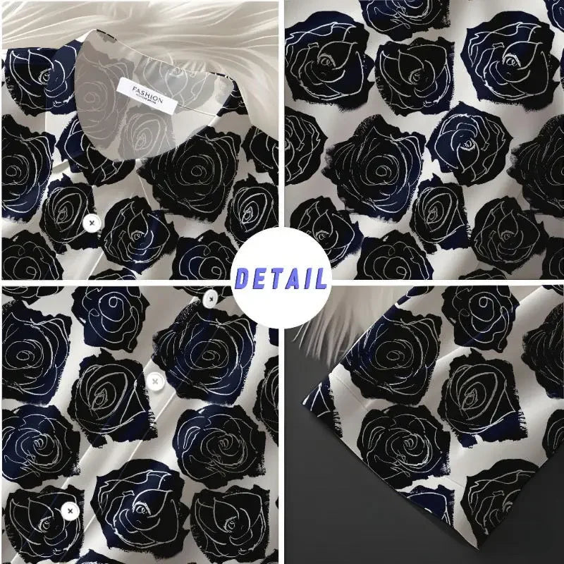 American Vintage Floral 3D Print Hawaiian Style Loose Short Sleeve Shirt