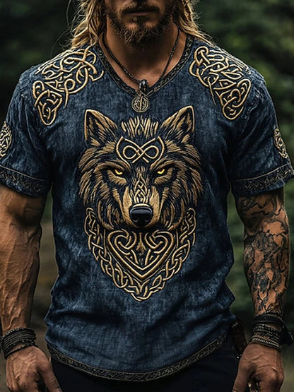 Retro-style Outdoor Street Men's Fashionable T-shirt 3D Printed Fitness T-shirt Daily Casual Men's Sports Short-sleeved Tops