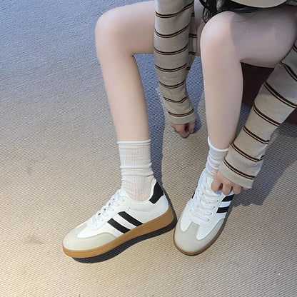 2025 Autumn New  Fashionable Comfortable Casual Sneakers Retro Thick-soled Sneakers Women's College Style Board Shoes Big Size