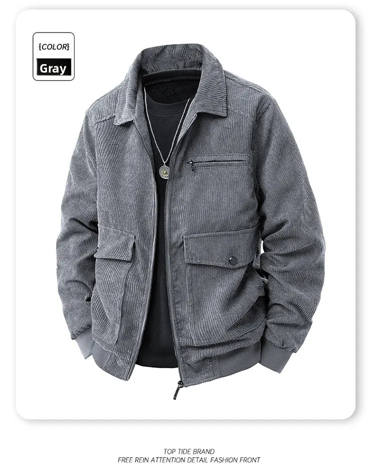 2025 new men's corduroy jacket spring and autumn fashion casual comfortable coat skin-friendly soft and warm jacket