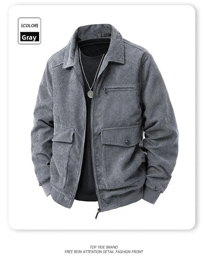 2025 new men's corduroy jacket spring and autumn fashion casual comfortable coat skin-friendly soft and warm jacket
